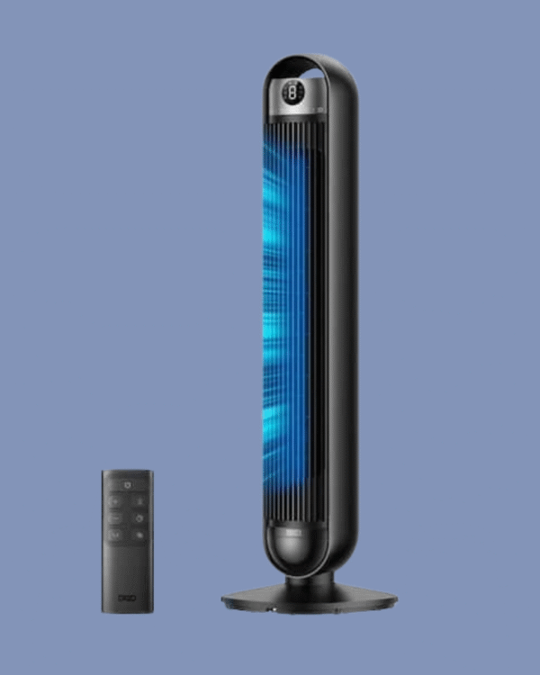 36 in. Nomad Tower Fan, 25 DB Quiet Portable Fan, DC Motor, 90° Oscillating with Remote, 8 Hour Timer in Black