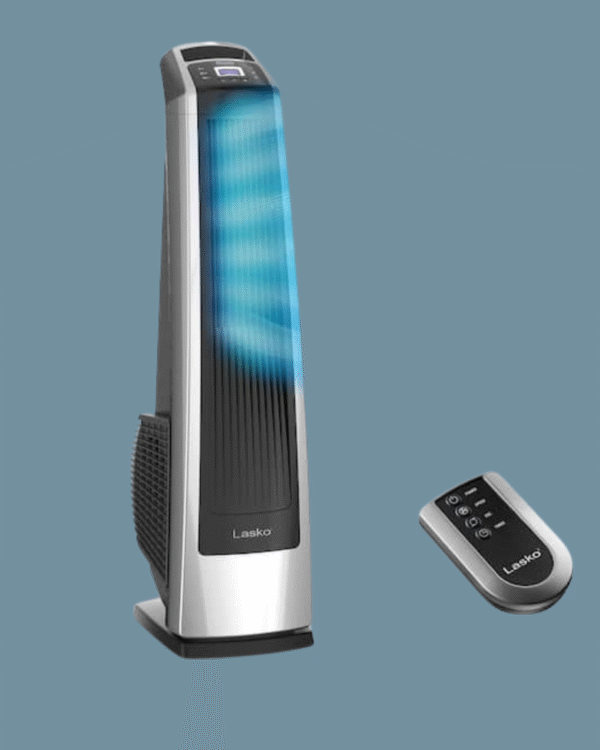 35 in. 3 Speed High Velocity Tower Fan for Home in Silver, 509 CFM, 60° Oscillation, Timer and Remote, 11.9 in. Dia.